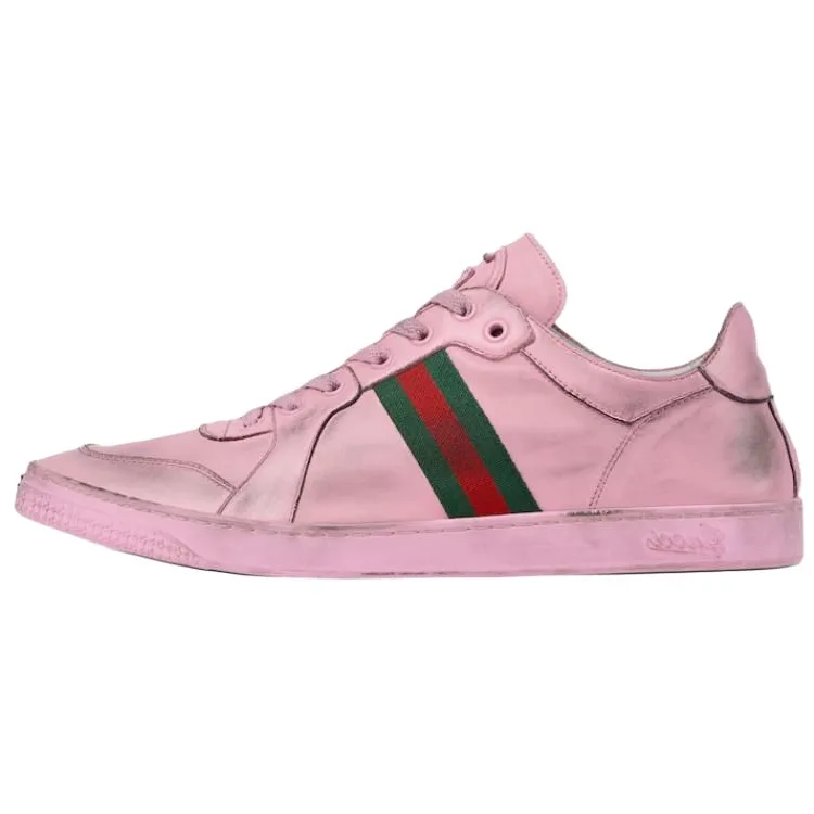 GUCCI Кроссовки La Famiglia Stretch Leather Low top Skateboard мужские розовые