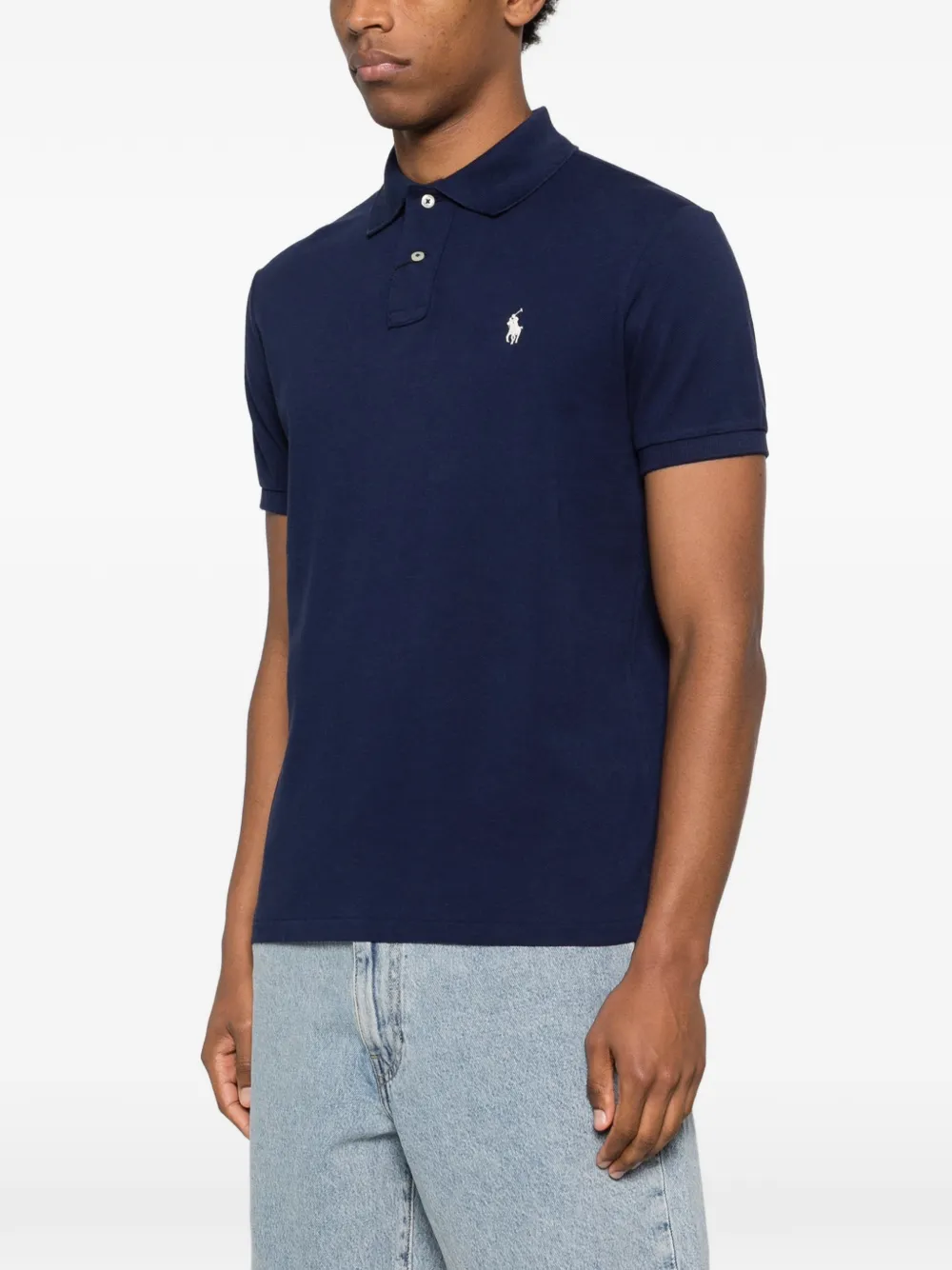 Поло с логотипом и пуговицами Polo Ralph Lauren, синий — фото 3