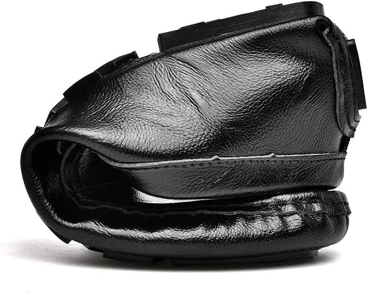 Лоферы кожаные, без бренда, модель Mens Loafers Penny Driving Style Loafer Vegan Leather Slip Resistant Flexible Lightweight Fashion Wedding Slip-ons, черный SayfuR — фото 4
