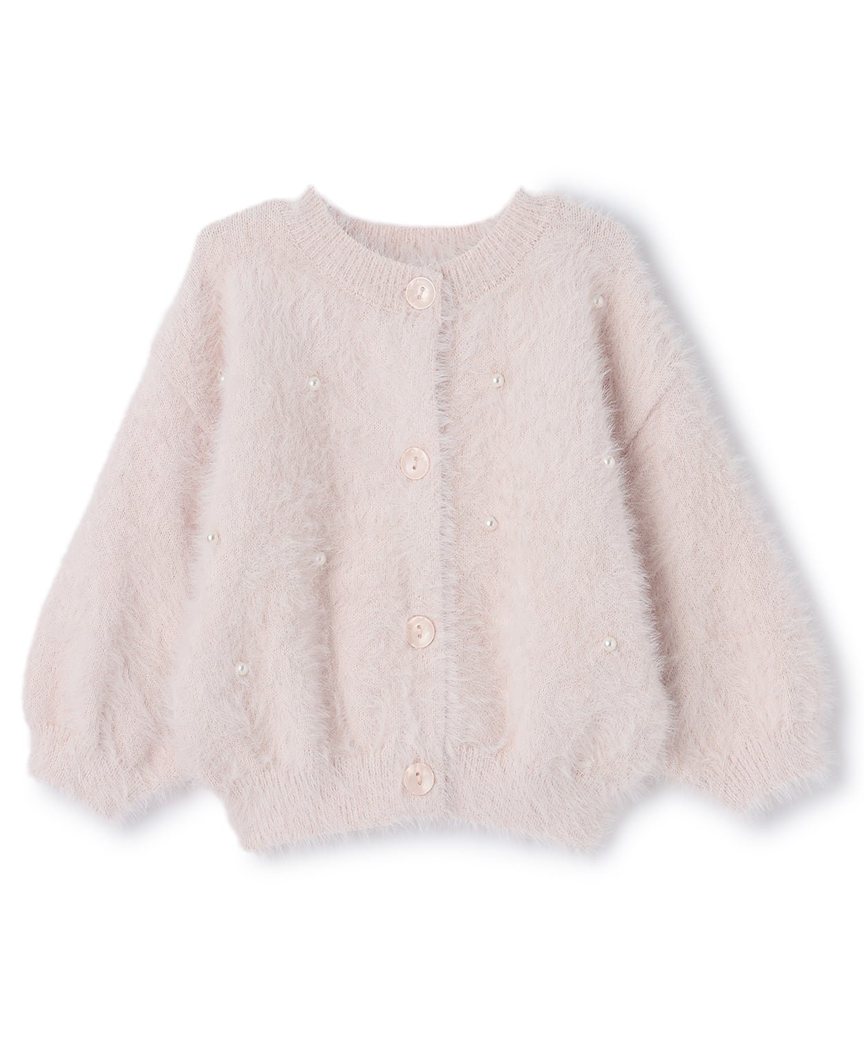Пушистый вязаный кардиган Petit main, Light Pink
