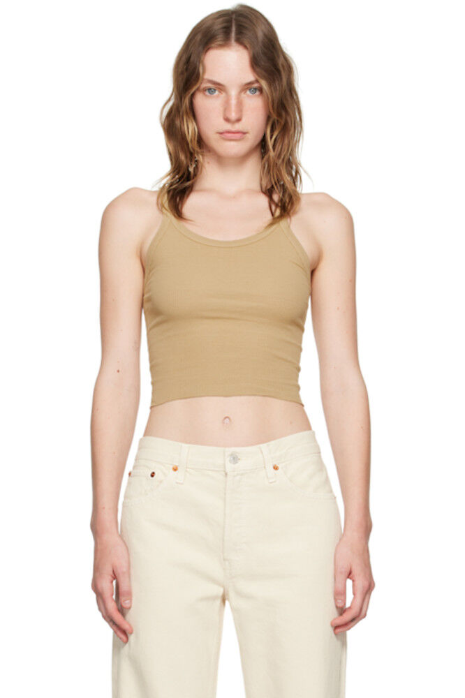 

Бежевый укороченный топ-топ Hanes Edition в рубчик Re/Done