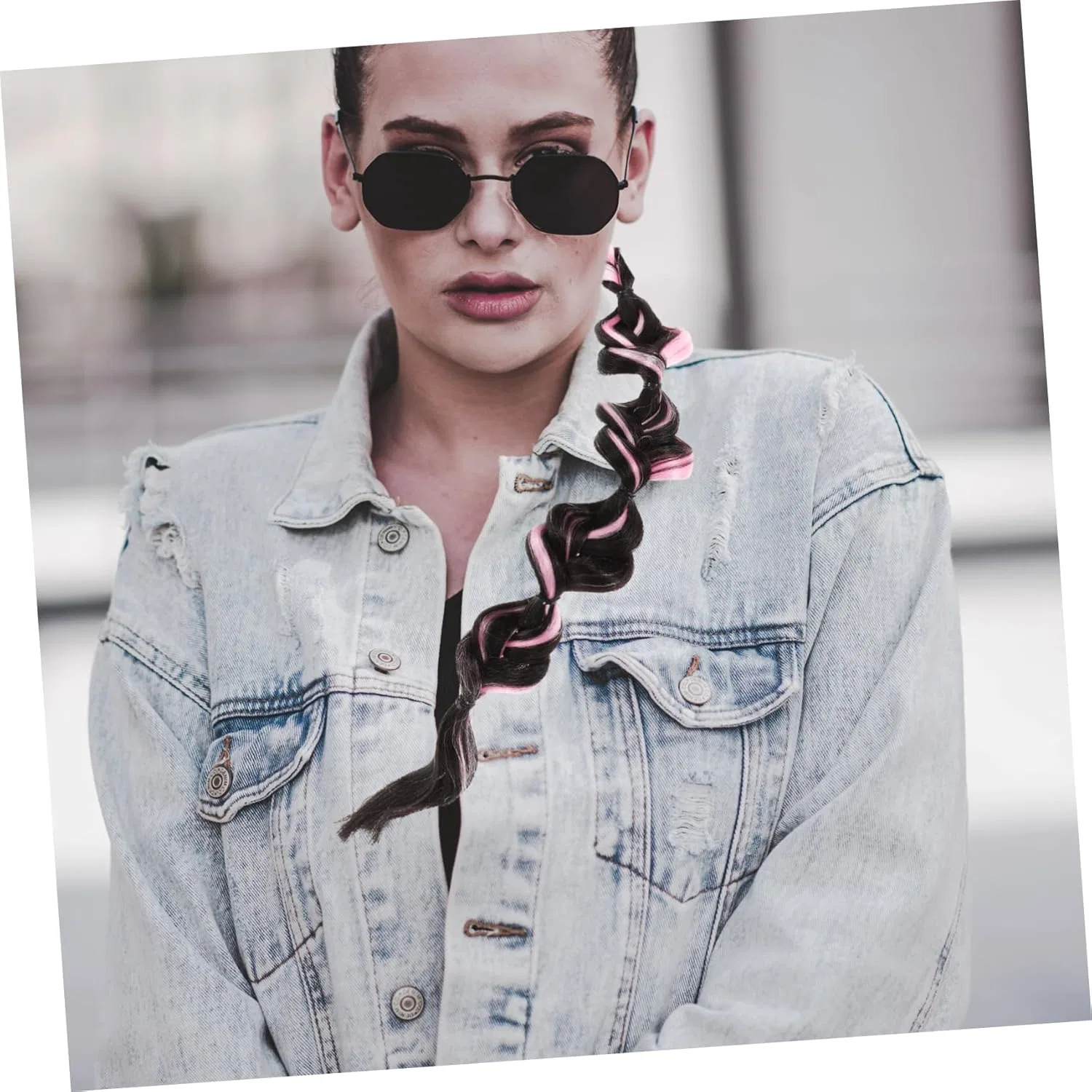 Парик-коса Ipetboom Bubble Braid Ponytail розовый — фото 4