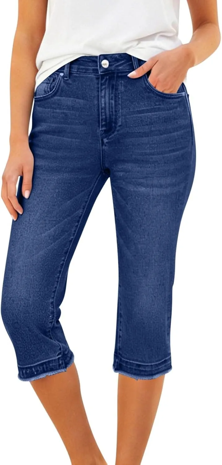 

Beessbest женские капри-джинсы Mid Rise с Raw Hem