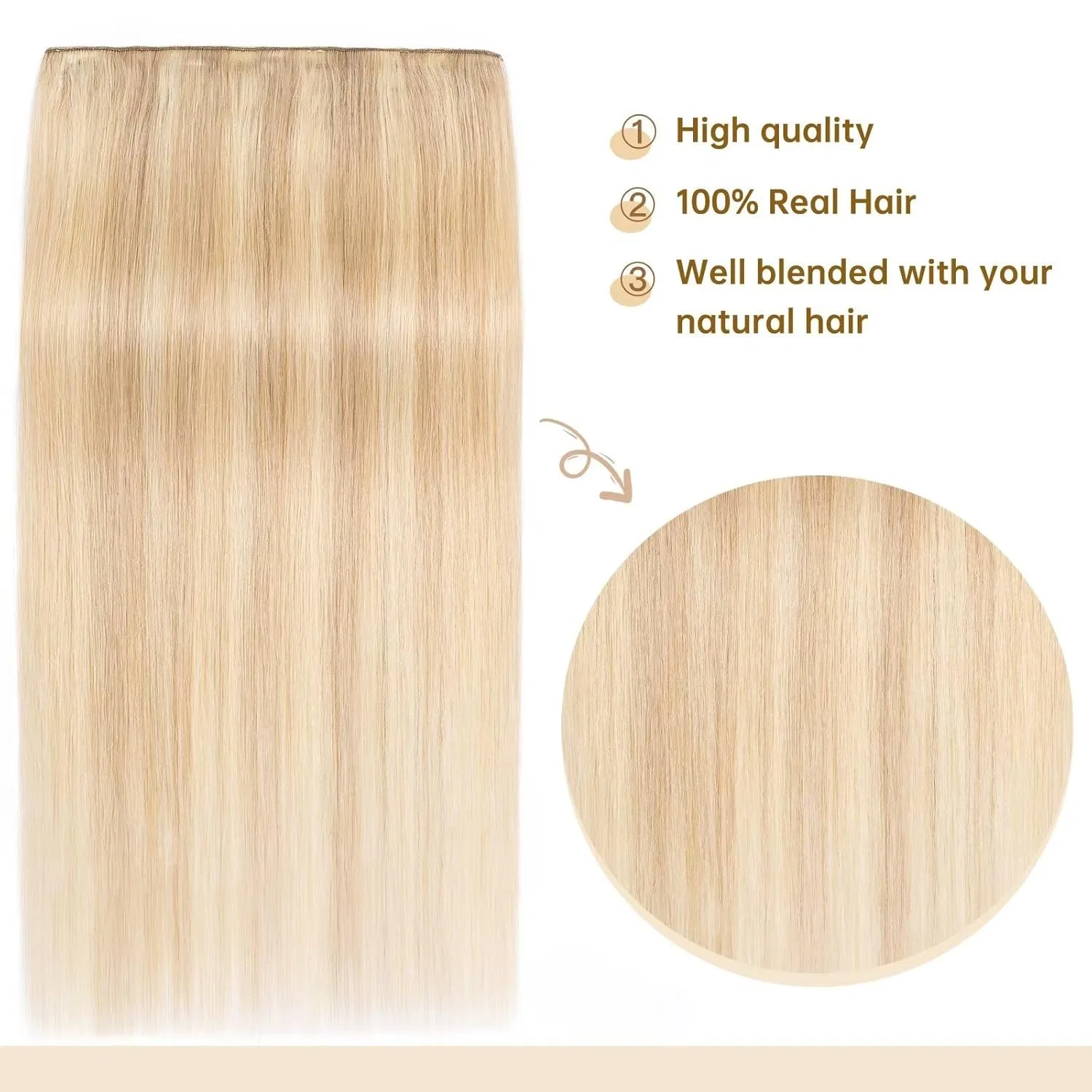 Накладные пряди для волос TESS на заколках, блонд балаяж, 50 см Tess, Golden Blonde/Blonde Balayage — фото 2