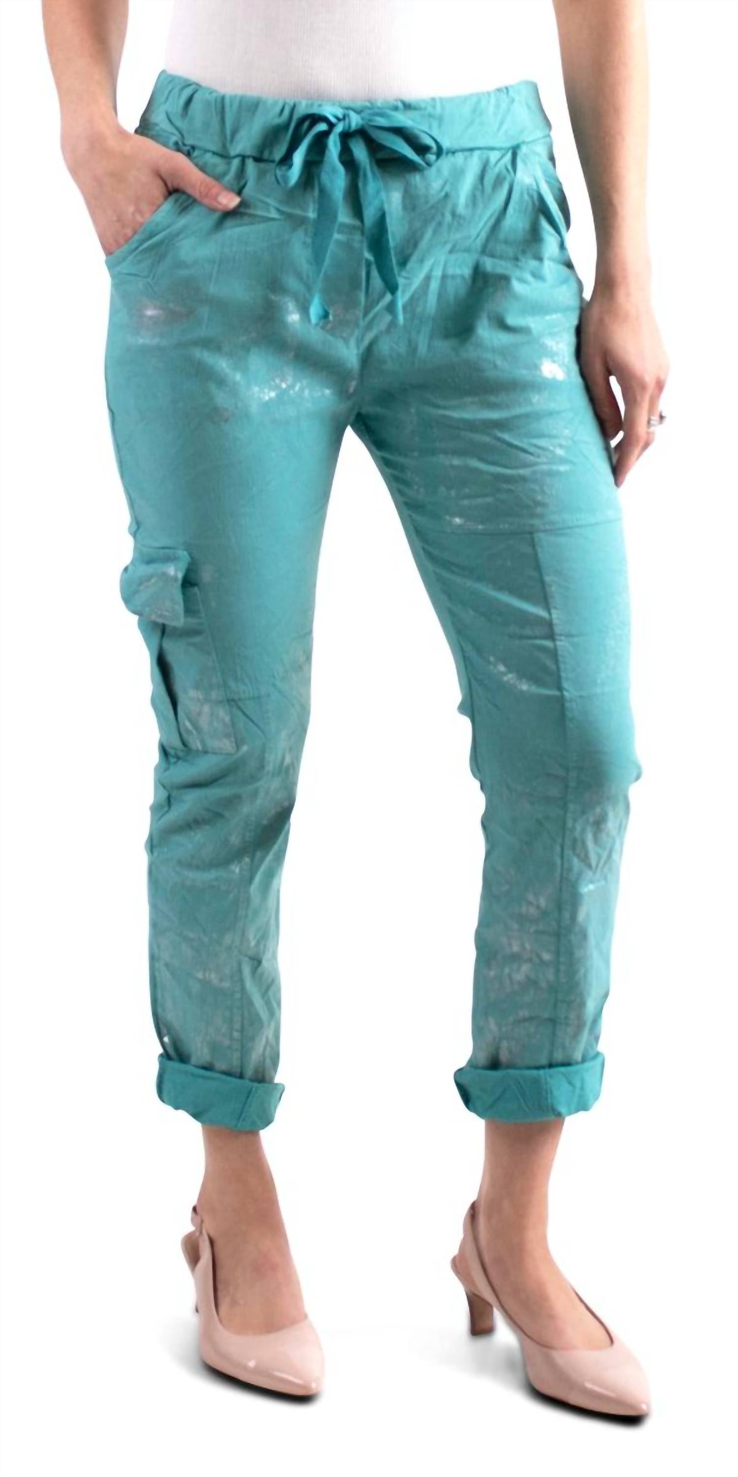 

Укороченные брюки из хлопка Umbria бирюзового цвета Gigi Moda, бирюзовый