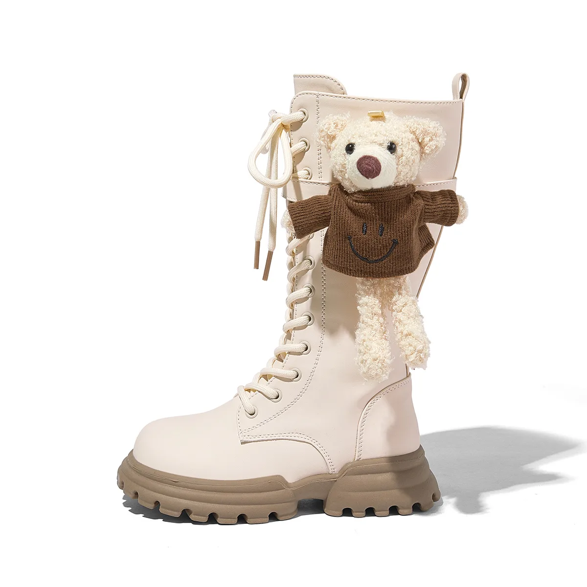 Детские кожаные ботинки Snoffy, Vanilla toffee white