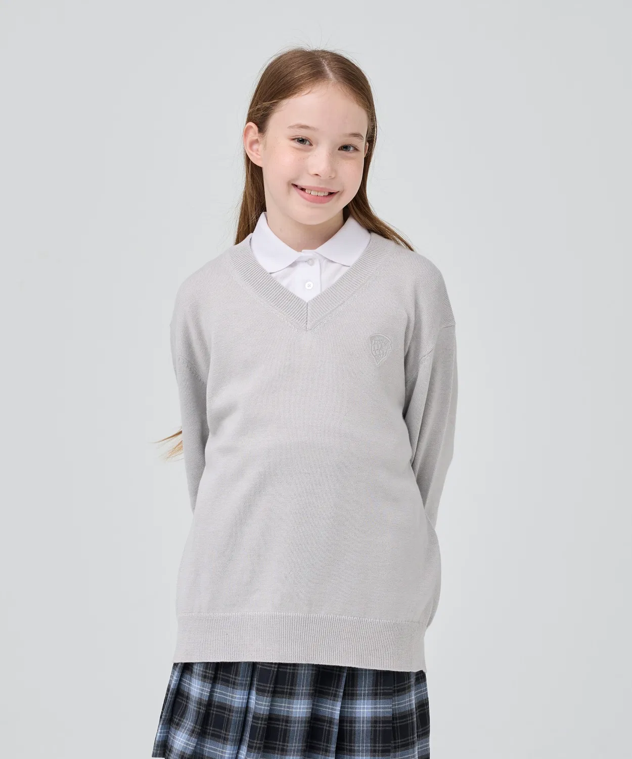 Свитер детский с логотипом Beams School, серый