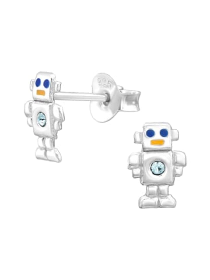 

Alexander York Серьги-гвоздики в виде робота с бирюзовым кристаллом из серебра 925 пробы, комплект из 2 штук