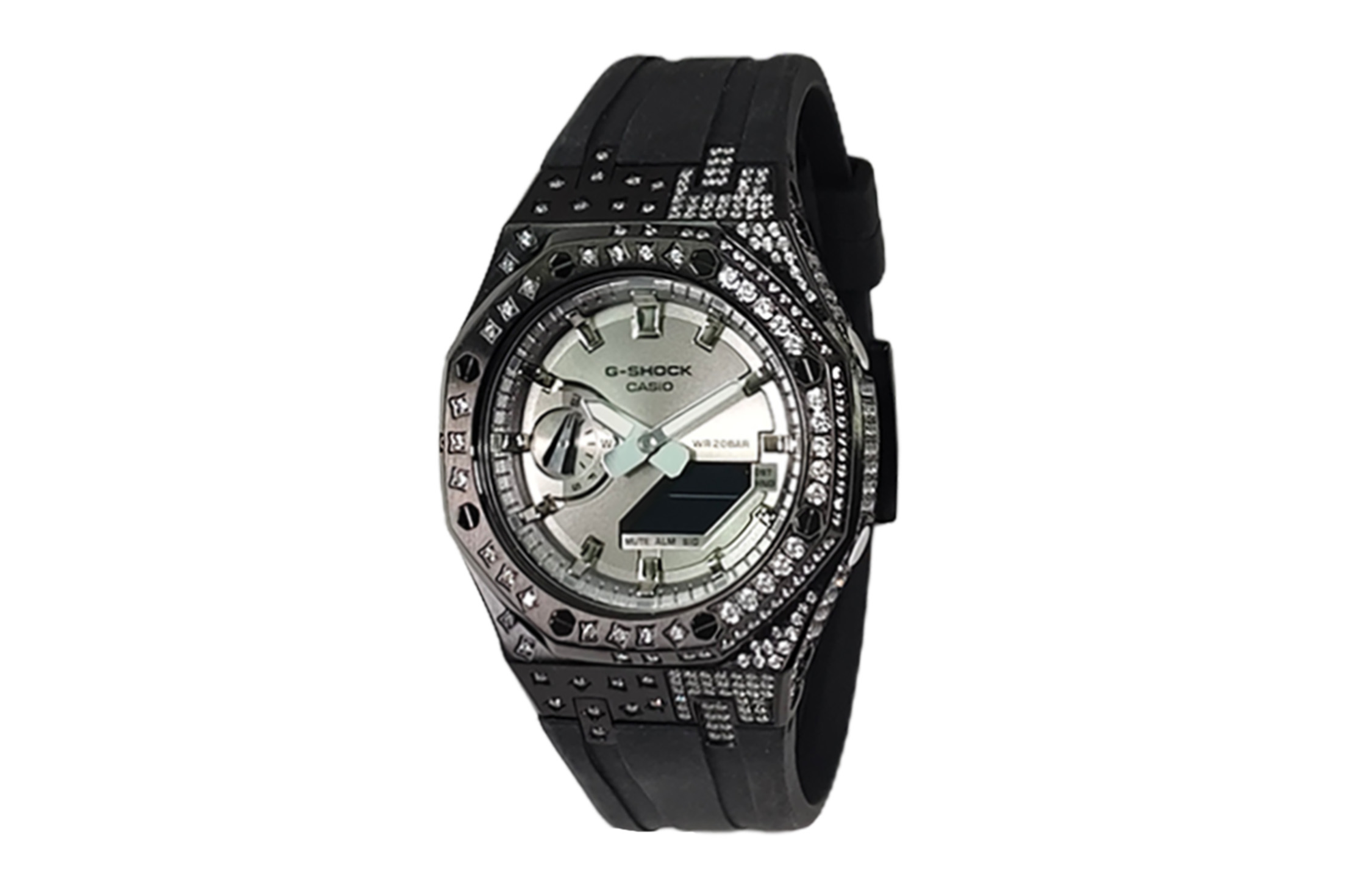 

CASIO Часы Retrofit Series GA2100 Collection Quartz Movement Fluoroelastomer Strap Watch Men's Watch Silver Dial