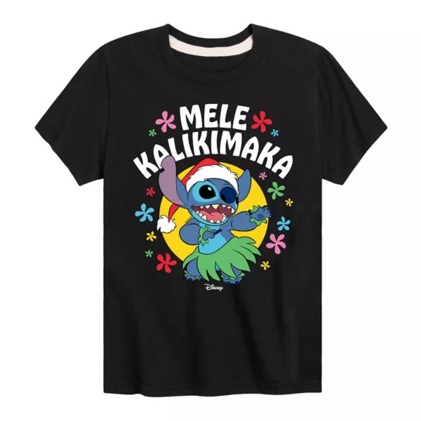 

Футболка с рисунком Lilo & Stitch для мальчиков 8–20 лет mele kalikimaka Disney, черный