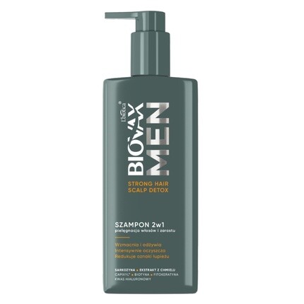 

Шампунь для мужчин Strong Hair Scalp Detox для ухода за волосами и бородой 2 в 1 - 200 мл Biovax