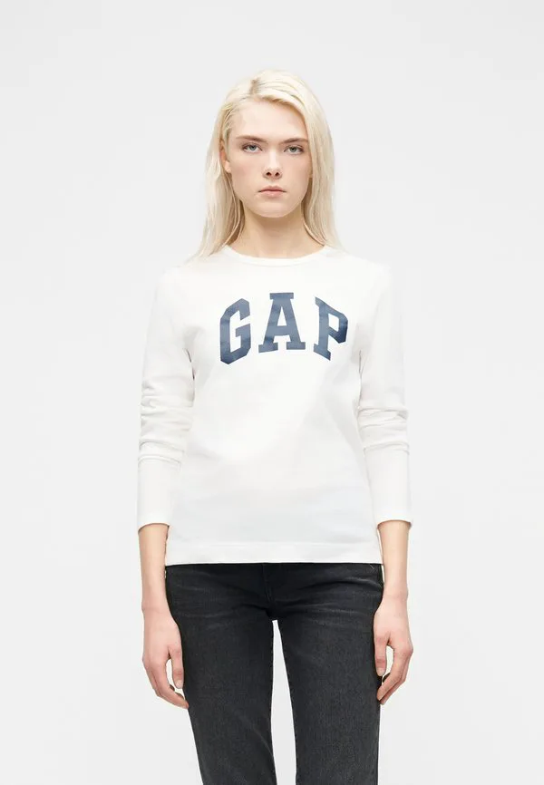 

Футболка с длинными рукавами и круглым вырезом Gap, White, Белый, Футболка с длинными рукавами и круглым вырезом Gap, White
