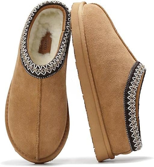 

Мужские тапочки Project Cloud из 100 натуральной кожи с австралийской овчиной и стелькой с эффектом памяти, для улицы и дома - Нескользящие пушистые мужские туфли, Chestnut