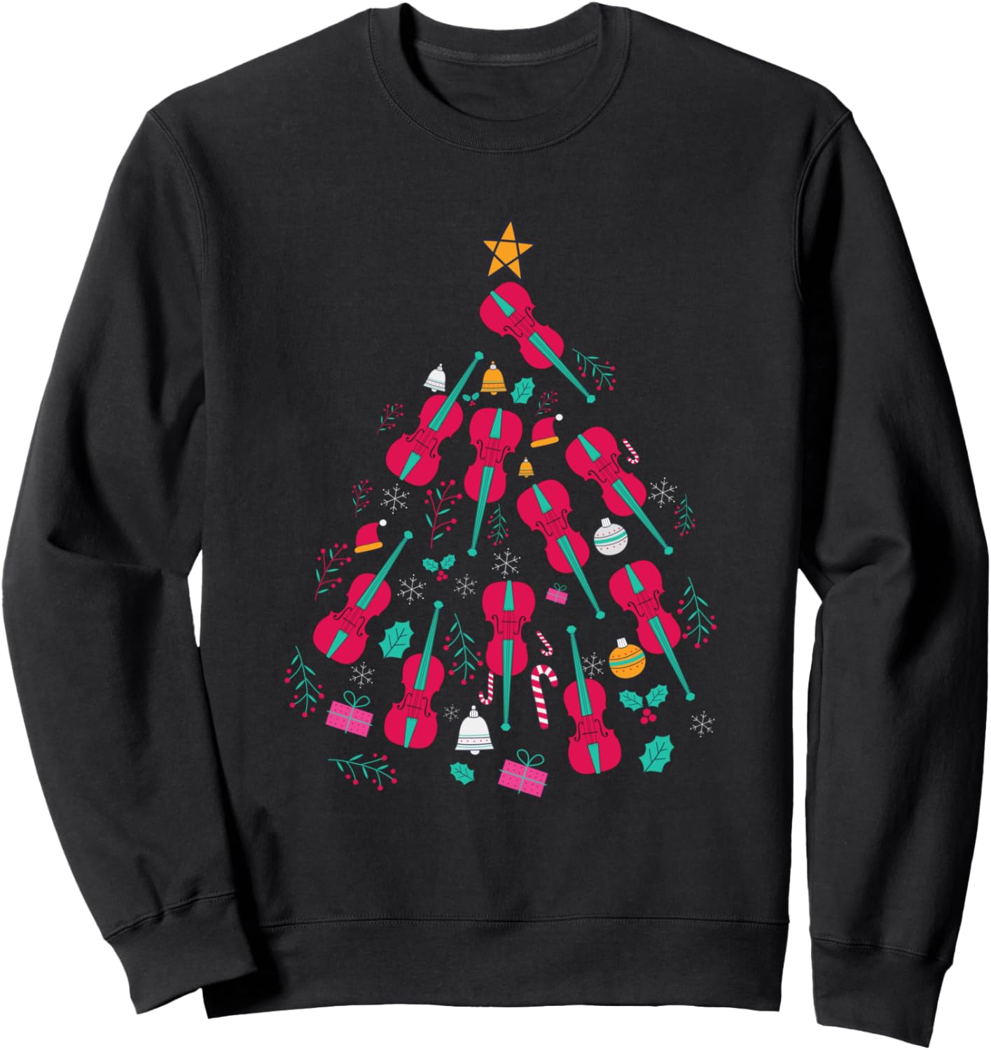 

Скрипка на рождественской елке, подарок для скрипача, музыка, толстовка Violin Music Christmas Life Apparel, черный