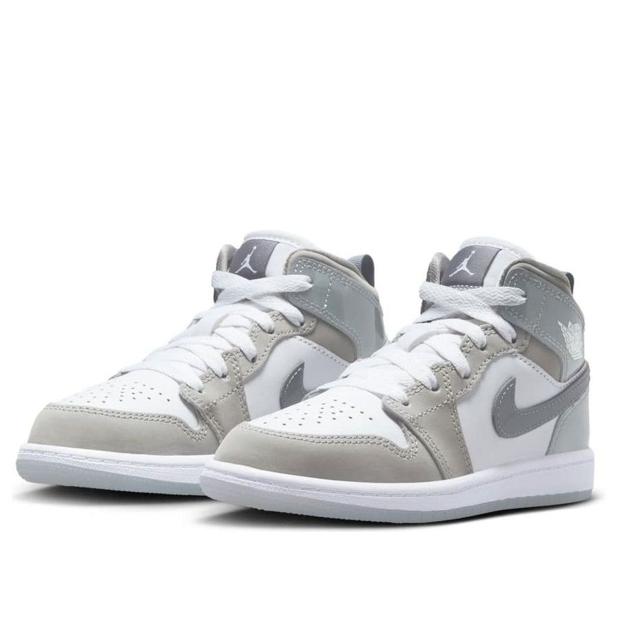 Кроссовки (PS) Air Jordan 1 Mid SE 'White Medium Grey Cool Grey', белый — фото 3