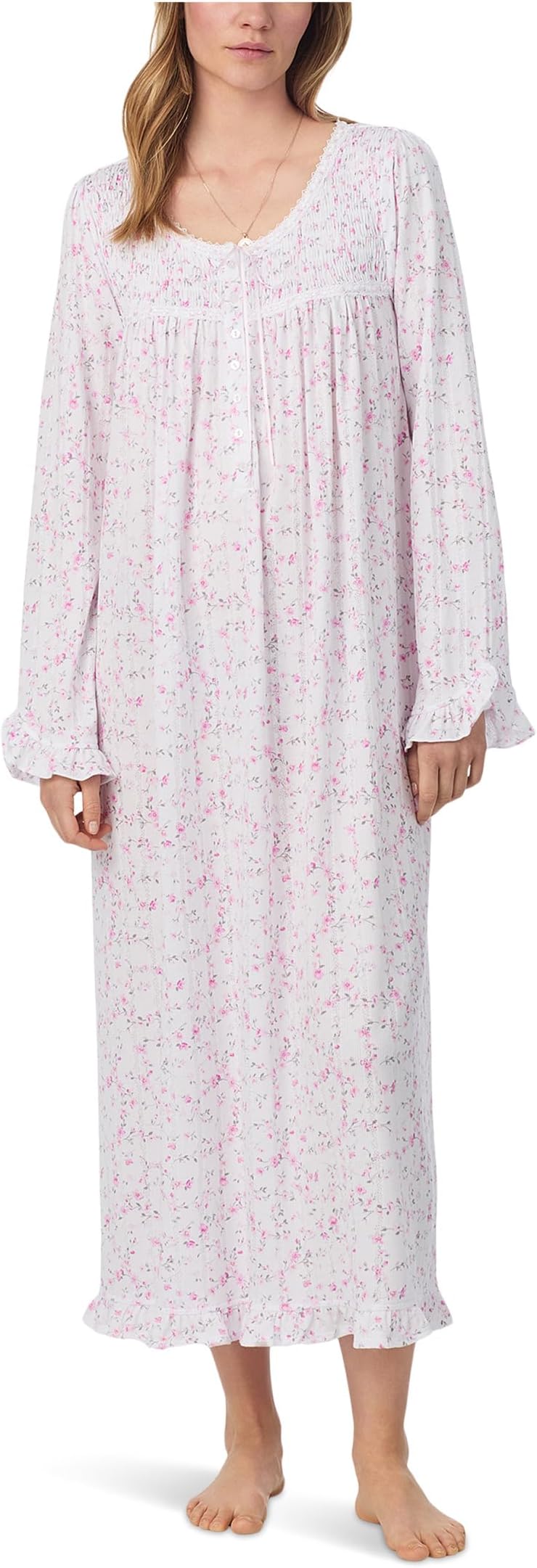 

Ночная рубашка Eileen West Cotton Knit Long Sleeve Ballet Nightgown, цвет Pink Floral Vine