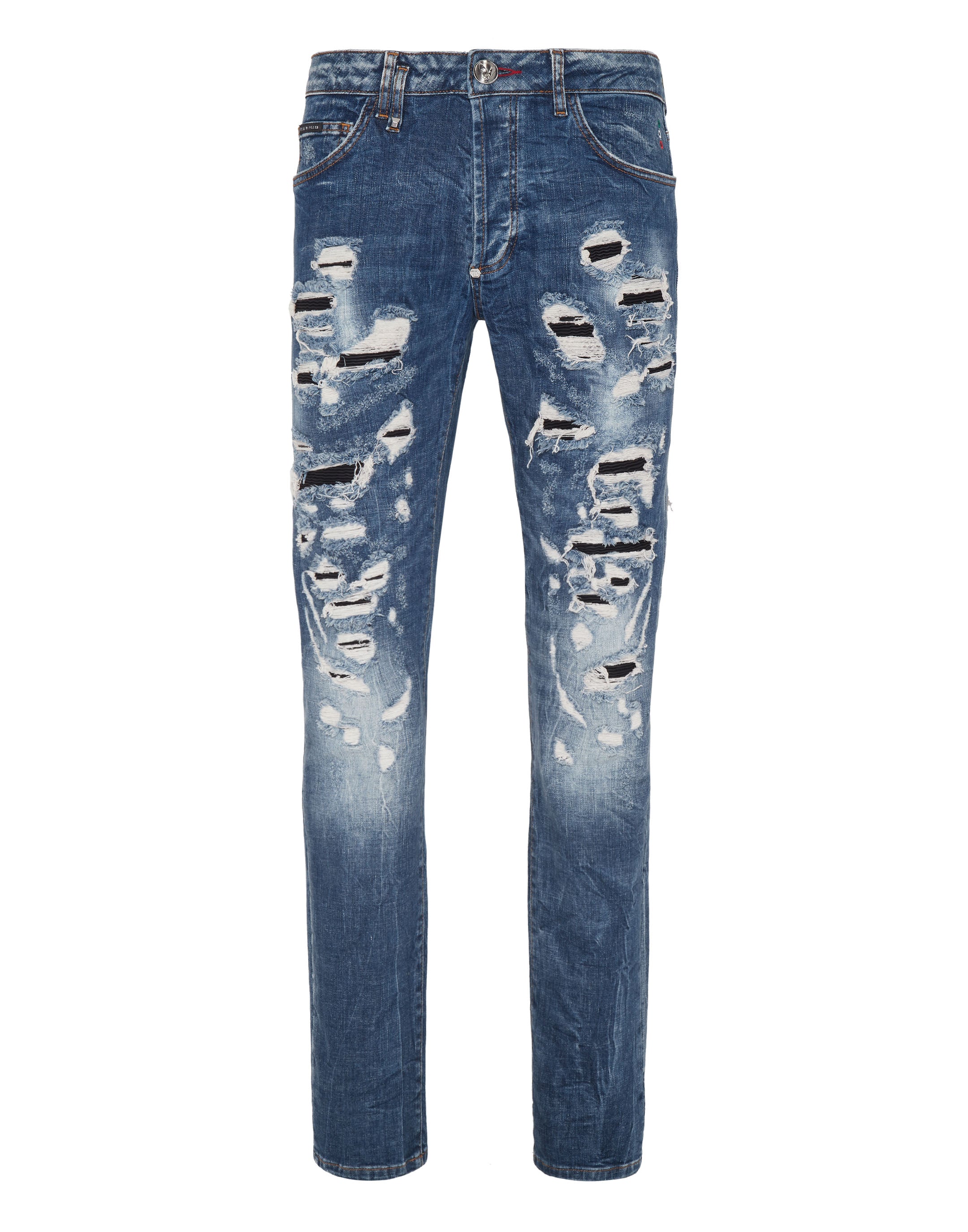 

Джинсовые брюки супер прямого покроя PHILIPP PLEIN, цвет flash blue
