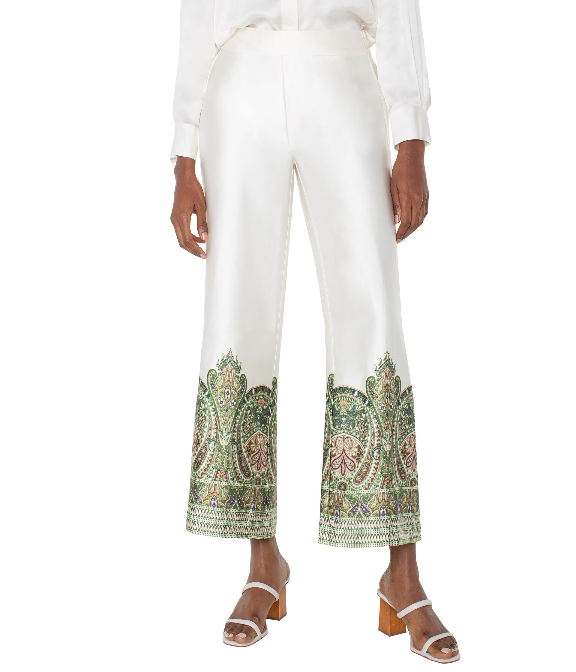 

Брюки Liverpool Los Angeles Pull On Wide Leg 27", цвет Cream Olive Paisley Print