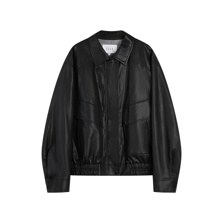 

ELLE Кожаная куртка женская Black Lapel Moderate