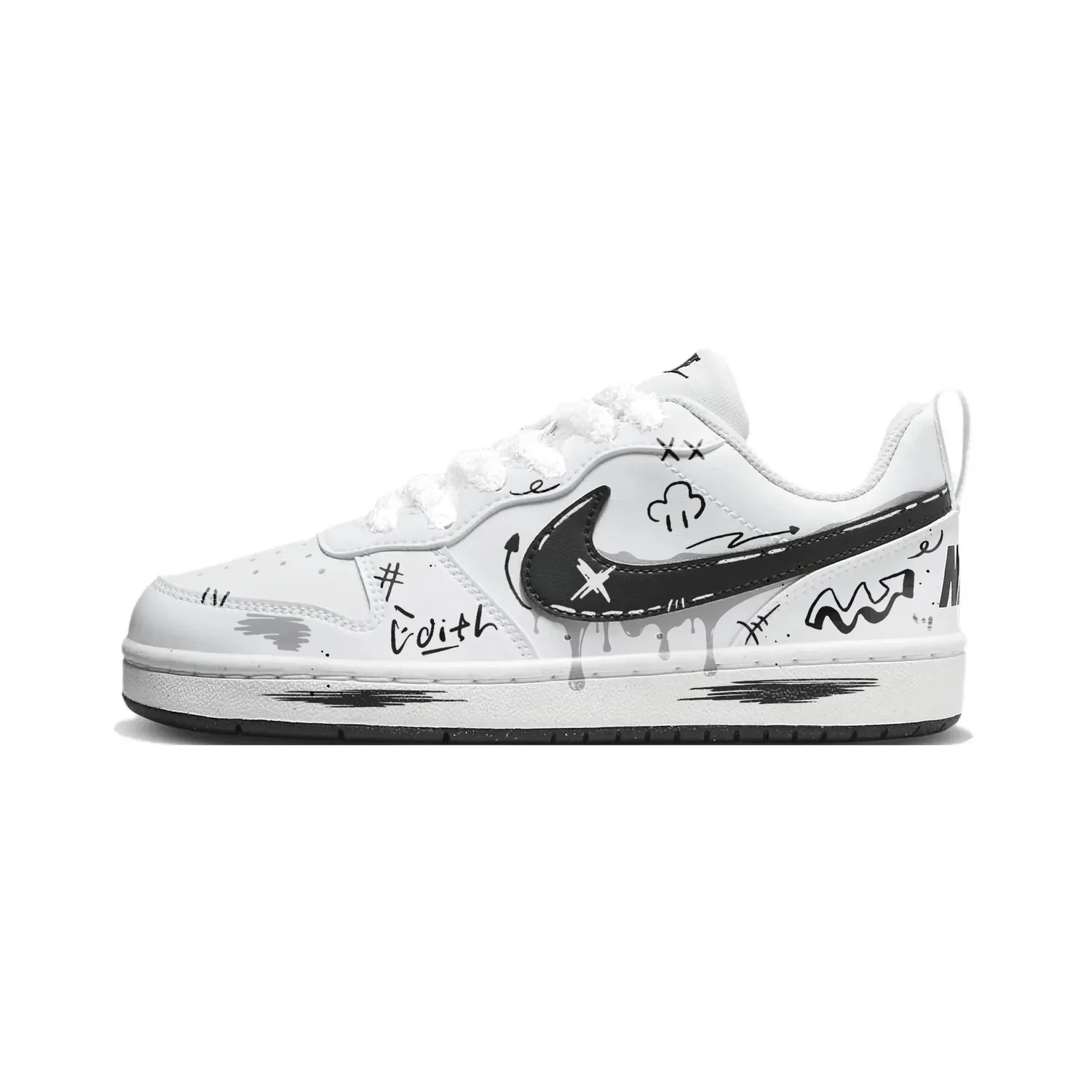 Nike Кроссовки для скейтбординга Court Borough Gray Waterdrop из синтетической кожи, черные, унисекс