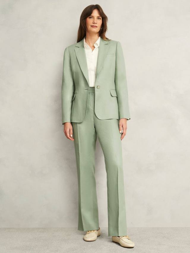 

Брюки прямого кроя Petite Marietta из льна Hobbs, Sage Green