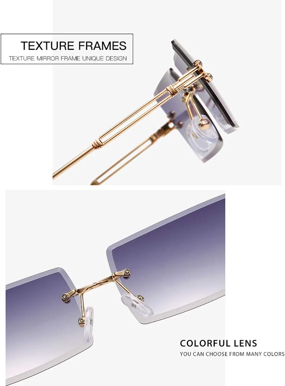 

Солнцезащитные очки без оправы прямоугольной формы для женщин, квадратные модные очки без оправы, маленькие винтажные очки-баффы для мужчин HEPTAGRAM 7, Brown