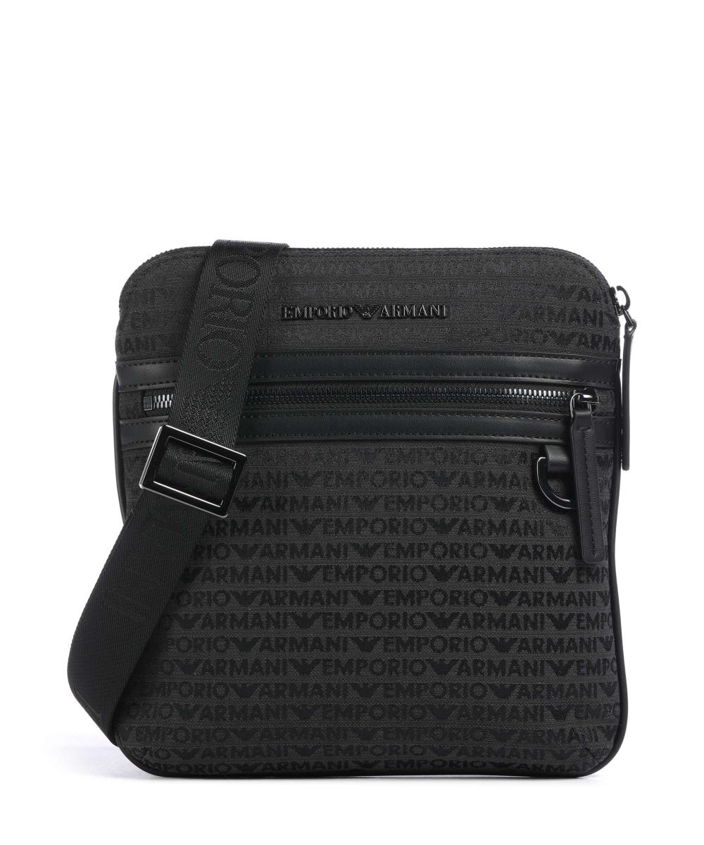 

Сумка через плечо с логотипом и жаккардом холст Emporio Armani, черный