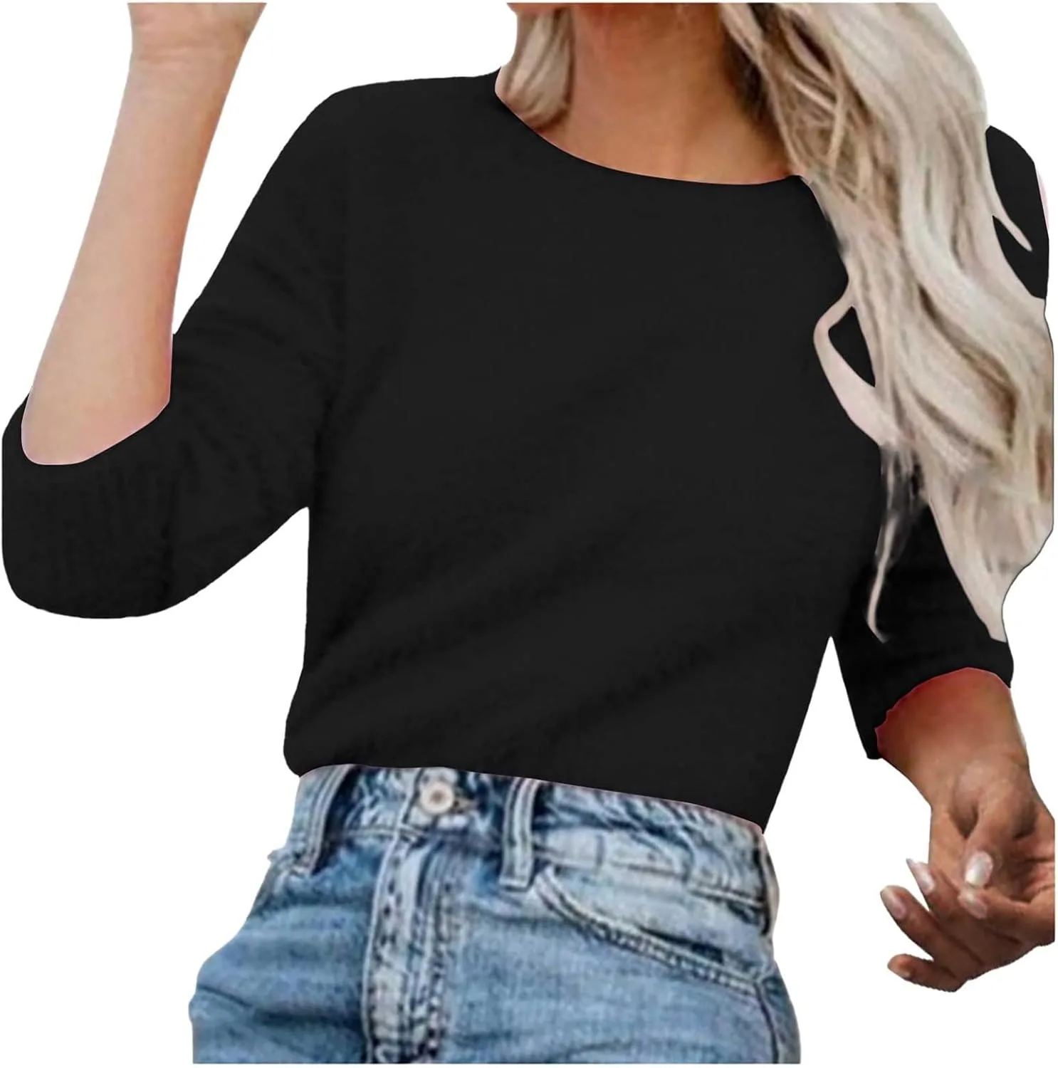 

Легкий свитер для женщин с длинным рукавом и круглым вырезом HJYUZP