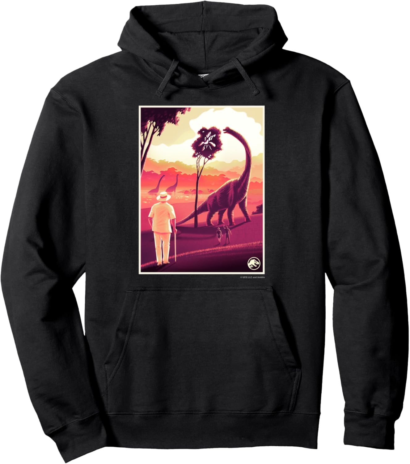 

Худи с изображением сцены «Встреча в Юрском мире» (иллюстрация) Jurassic Park, черный