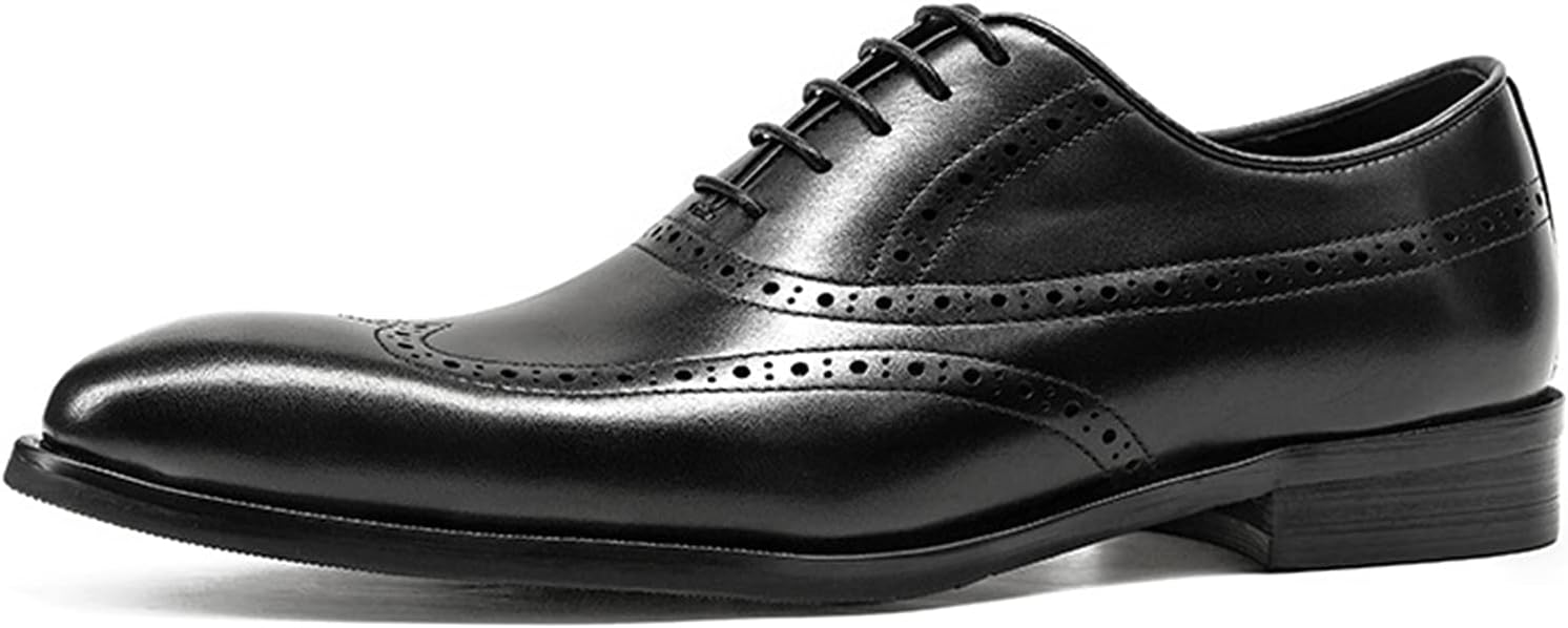 

Мужские черные кожаные туфли Oxfords WKNBEU, классические деловые туфли с крыльями, формальные кожаные туфли на шнуровке для свадьбы, выпускного и вечеринки, красные - US8.5-9/UK7.5-8/EU41