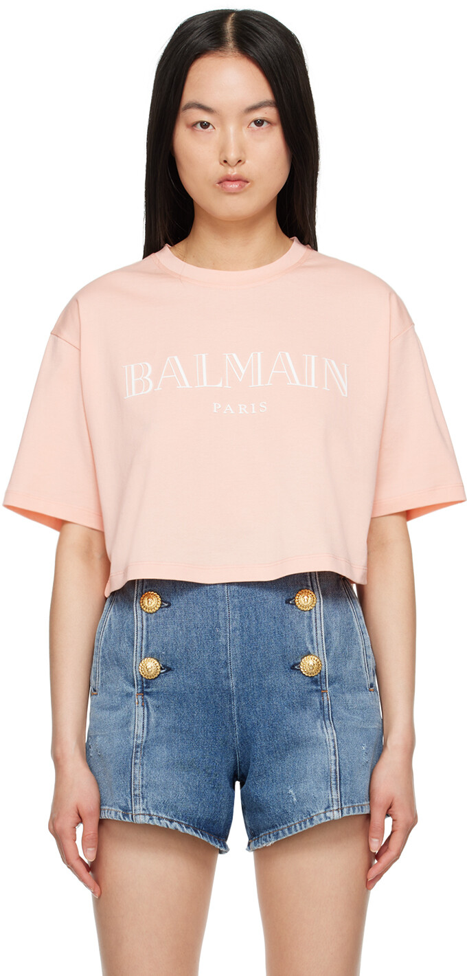 

Розовая винтажная футболка Balmain