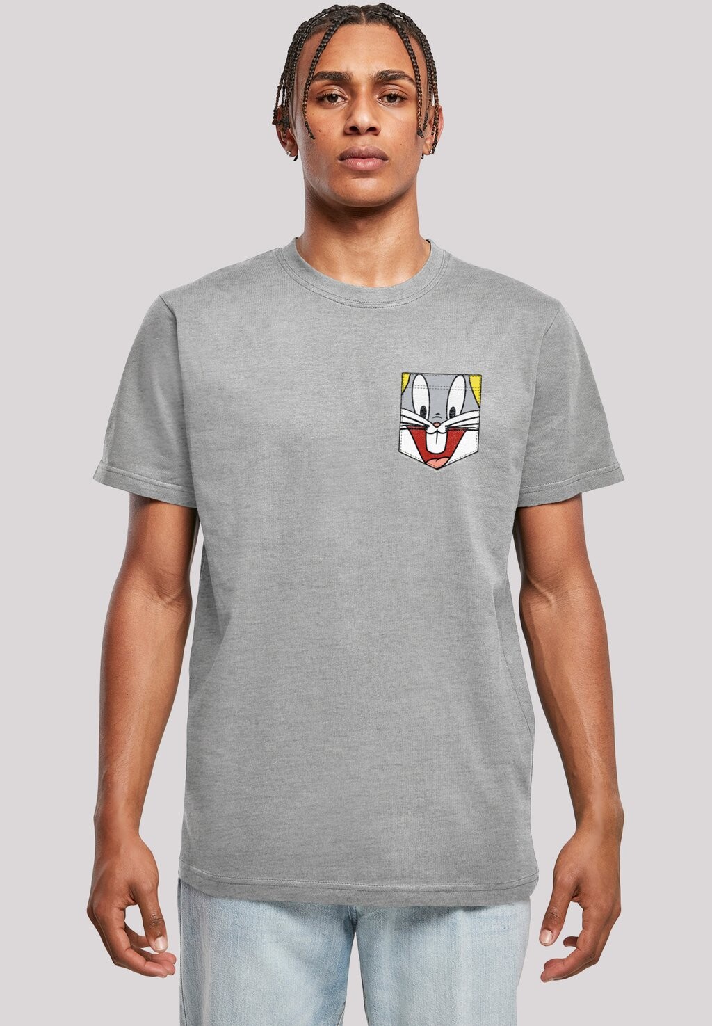

Футболка с принтом LOONEY TUNES BUGS BUNNY FACE FAUX POCKET F4NT4STIC, серый