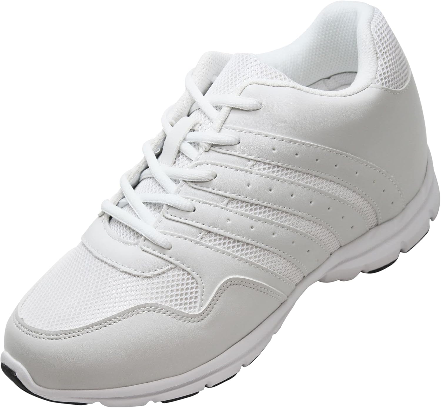 

Мужские невидимые обувь-лифтеры CALTO - Черные кожаные/сетчатые кроссовки на шнуровке, легкие спортивные кеды - увеличение роста на 8 см - G8817 - Размер 11 D(M) US