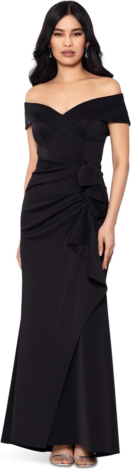 

Платье Long Over-the-Shoulder Ruffle XSCAPE, черный
