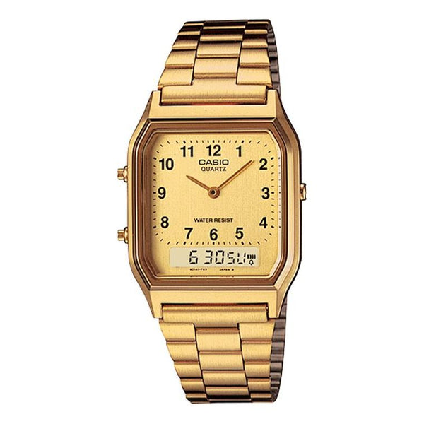 

Часы Quartz Waterproof Gold Retro Mens Gold Analog/Digital Combo, желтый