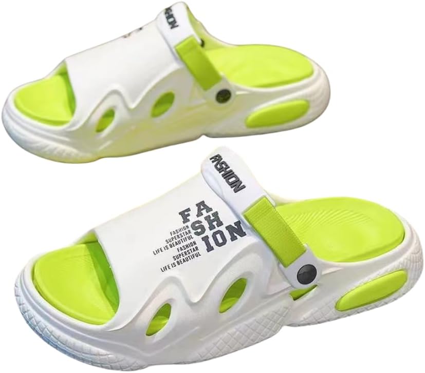 

Мужские шлепанцы с принтом алфавита EVA, нескользящие, быстросохнущие, с открытым носком, для ходьбы по дому и душа, пляжные шлепанцы для мужчин Hhhchpm, белый