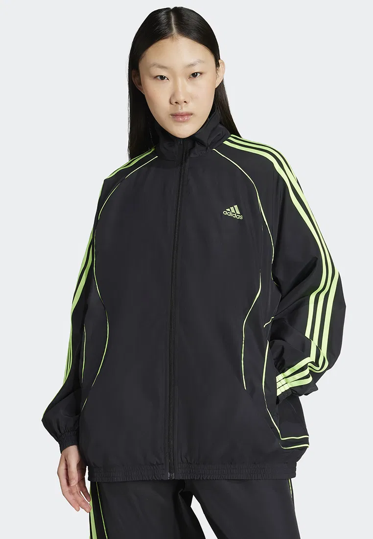 Толстовка оверсайз, Teamgeist Adicolor, Adidas, черный/зеленый
