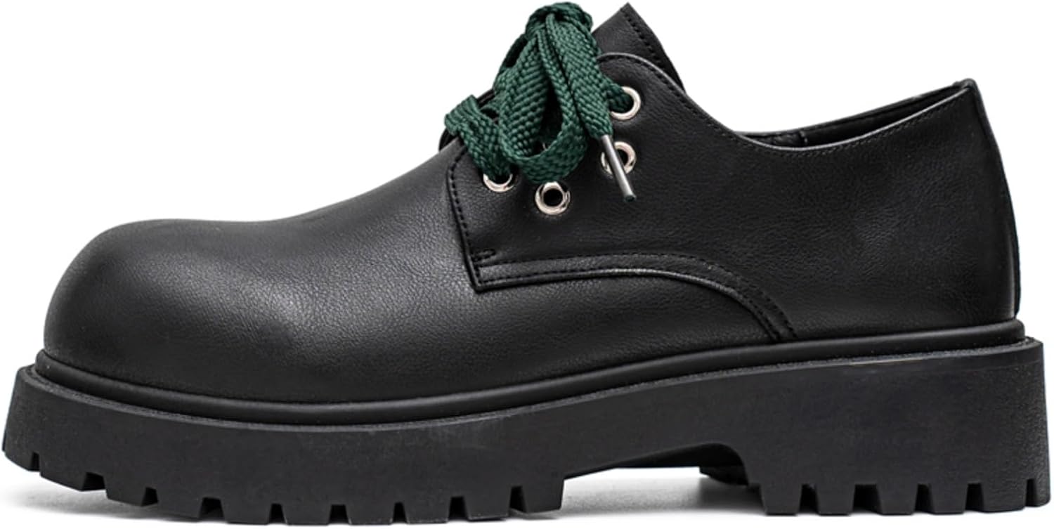 

Мужские кожаные лоферы на высоком каблуке, удобная подошва с противоскользящим эффектом, толстый каблук, классический носок с круглыми шнурками, формальная обувь, подходящая для свиданий, работы и школы Houdbdol, зеленый