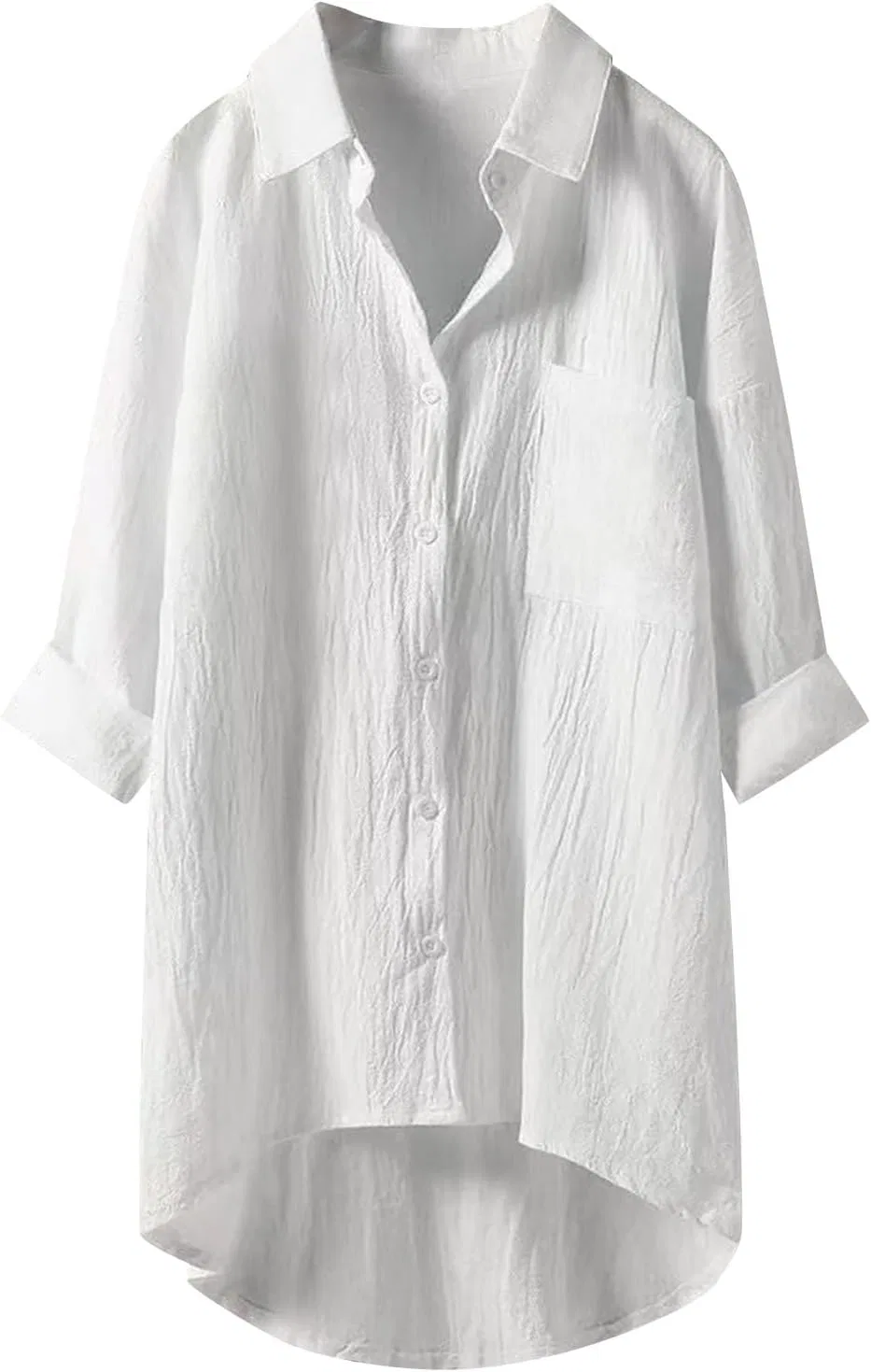 Блуза из хлопка и льна, Oversize, Muslin Blouse, белый