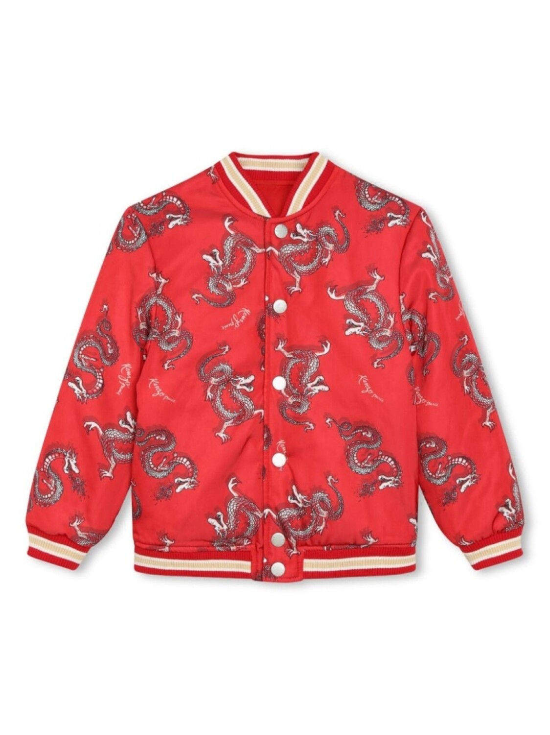 Kenzo Kids двусторонний бомбер с принтом, красный — фото 3