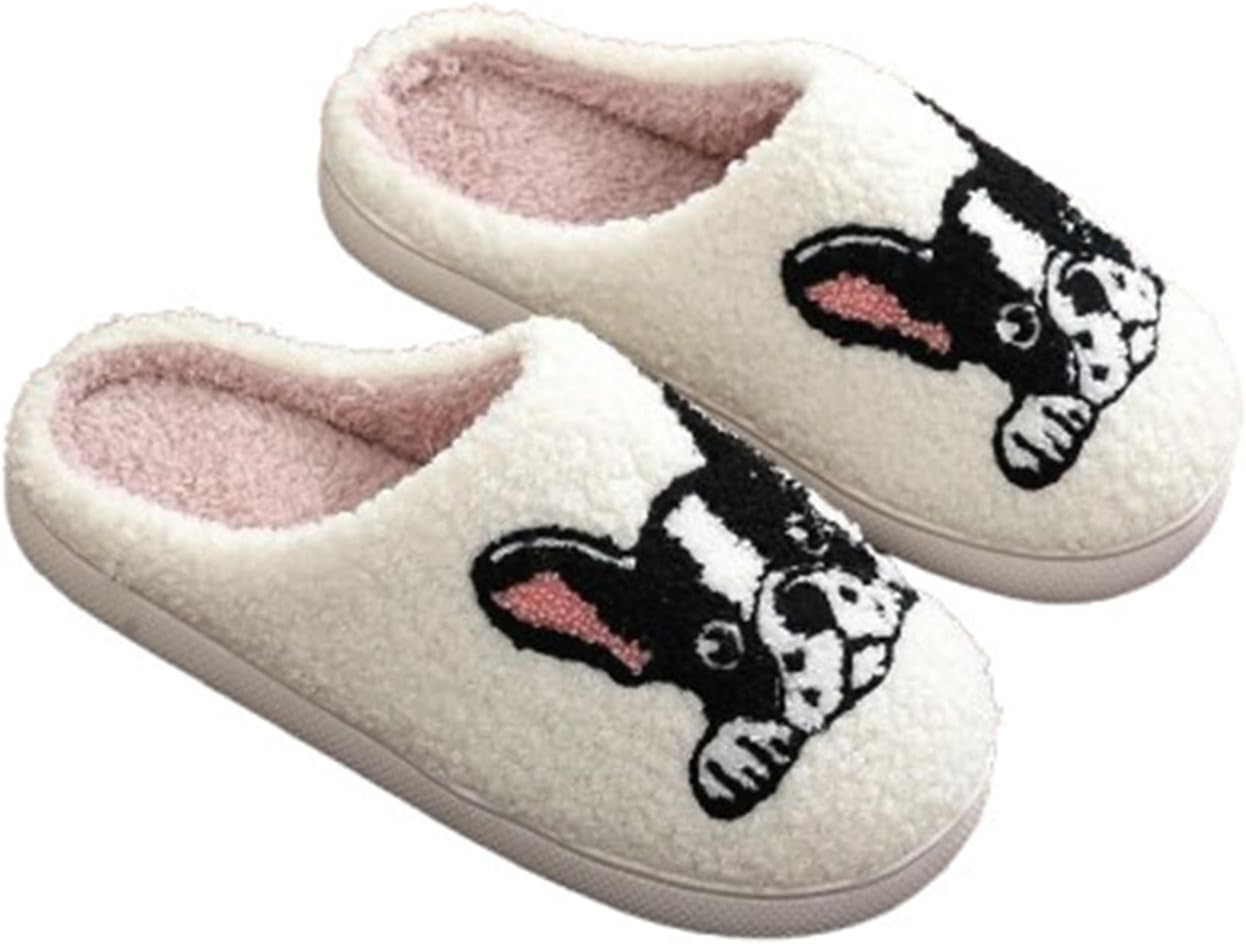 

Женские и мужские пушистые тапочки с узором кошек и собак, мультяшные домашние тапочки с мягкой подошвой из памяти, уютные плюшевые тапочки для пары, для дома (38/39 EU, мопс) Znel, Bulldog 38/39 EU