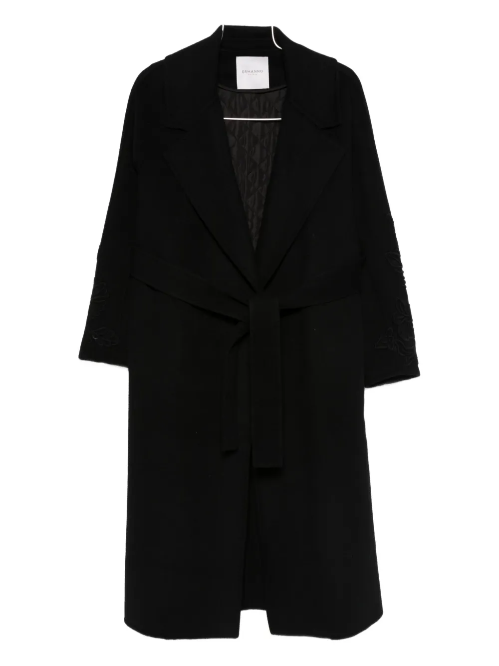 

Однобортное пальто с поясом Ermanno Firenze, черный
