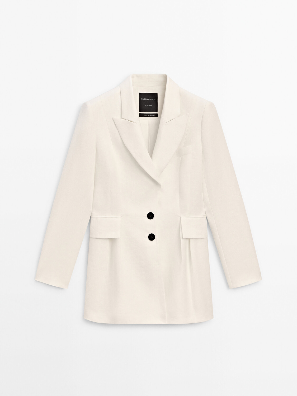 

Льняной пиджак с карманными деталями Massimo Dutti, белый