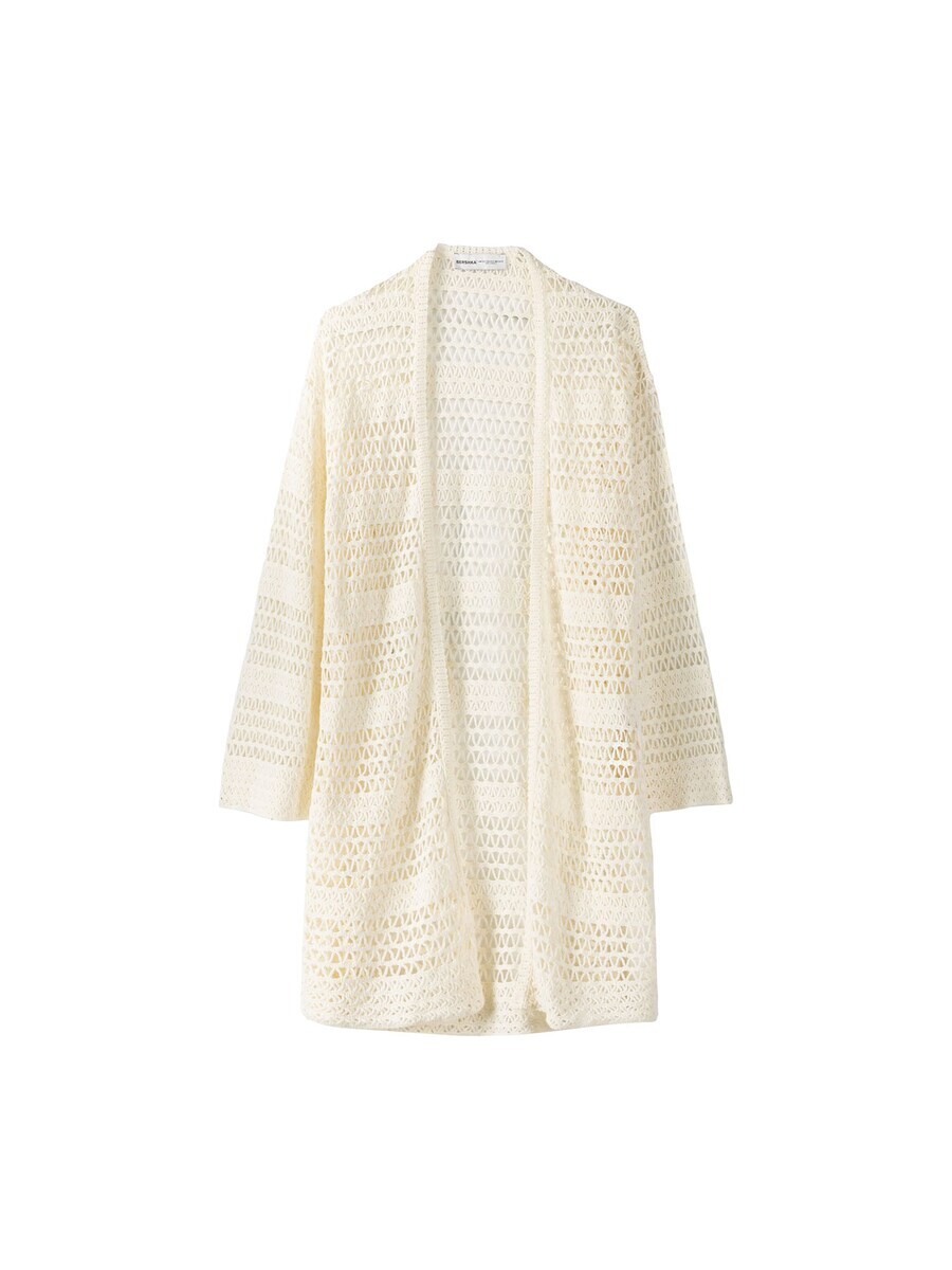 

Вязаный кардиган Bershka Knit Cardigan, экрю