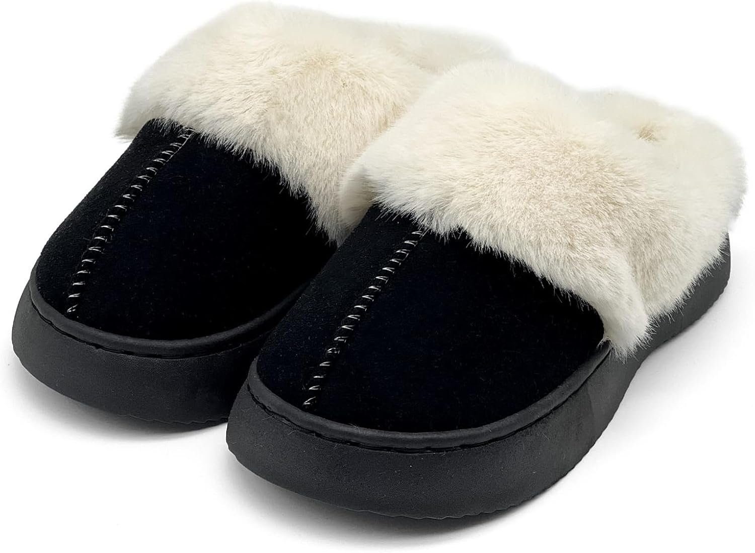 

Мягкие пушистые домашние тапочки для детей (девочек и мальчиков), мягкие плюшевые домашние тапочки на платформе, с эффектом памяти, теплые, без застежек, для дома и улицы, для детей постарше Nzzoo, черный