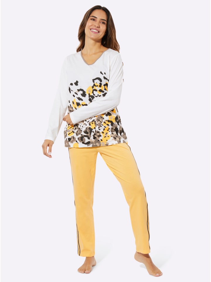 

Sieh an! Пижама с принтом цвета экрю и желтого цвета