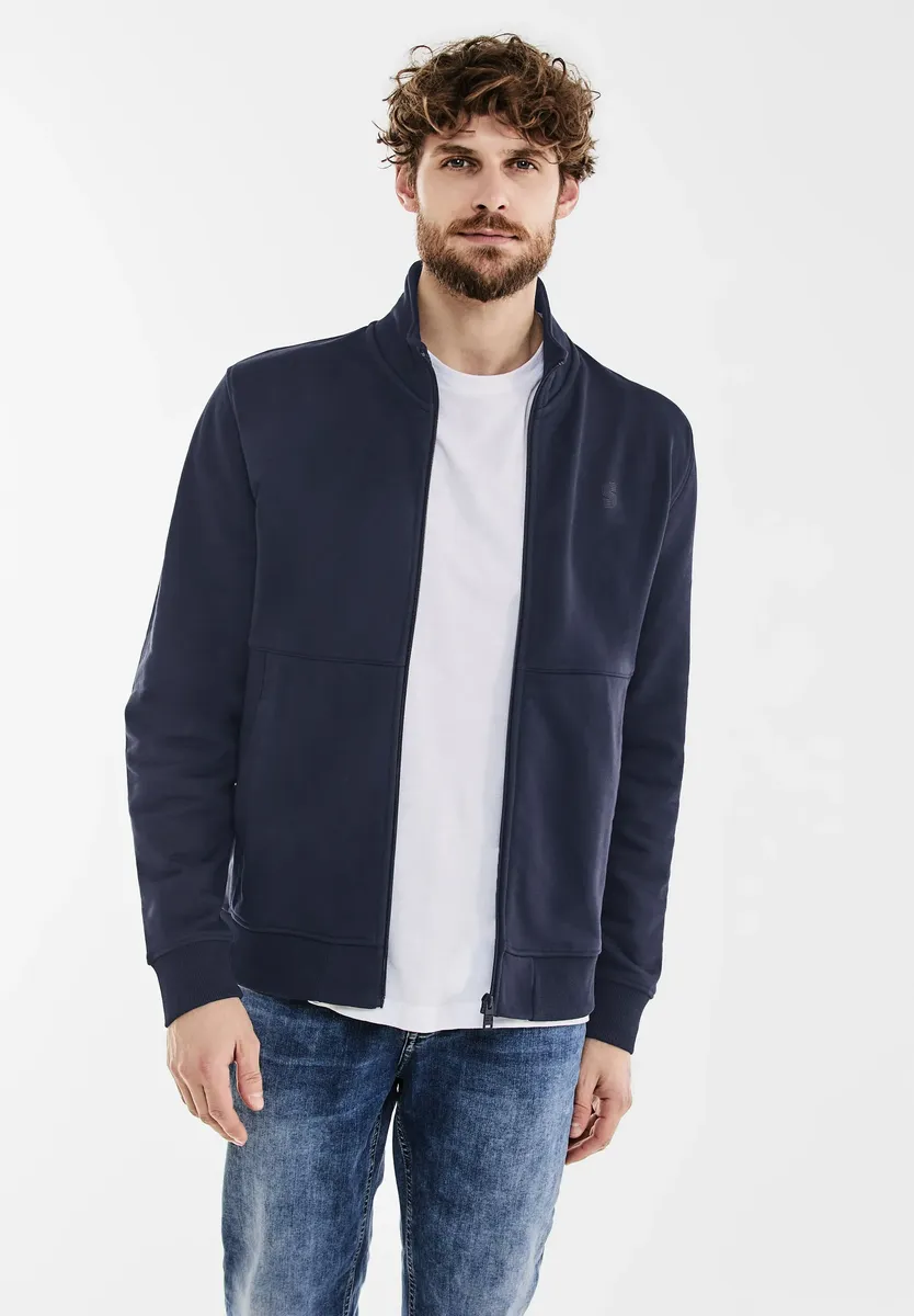 

STREET ONE МУЖСКАЯ толстовка с воротником стойкой Street One Men, цвет Eclipse Blue
