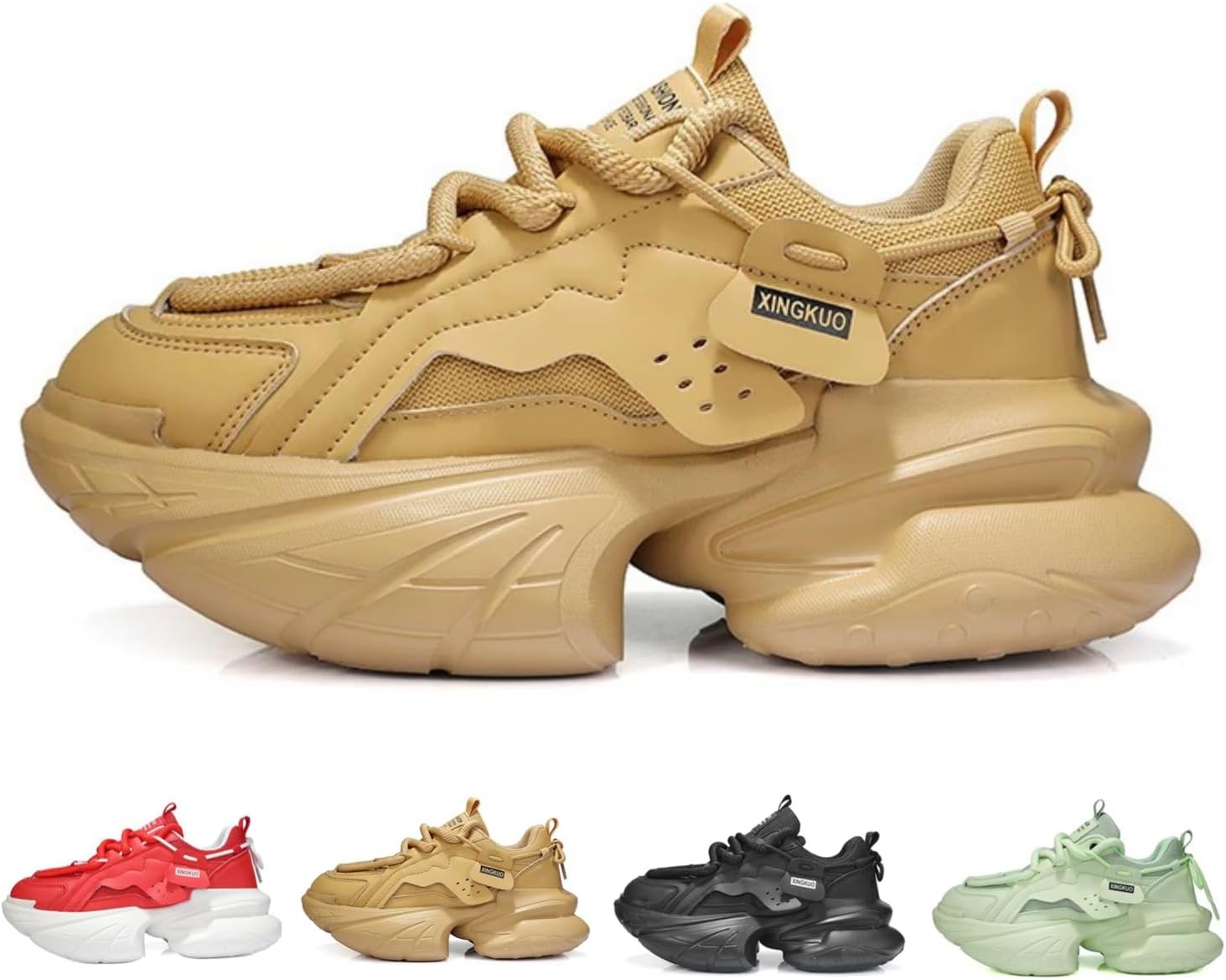 

Мужские модные кроссовки в стиле Y2K с массивной подошвой, дышащей сеткой, уличный стиль, повседневные обувь для ходьбы на улице для мужчин и женщин Macefil, Camel