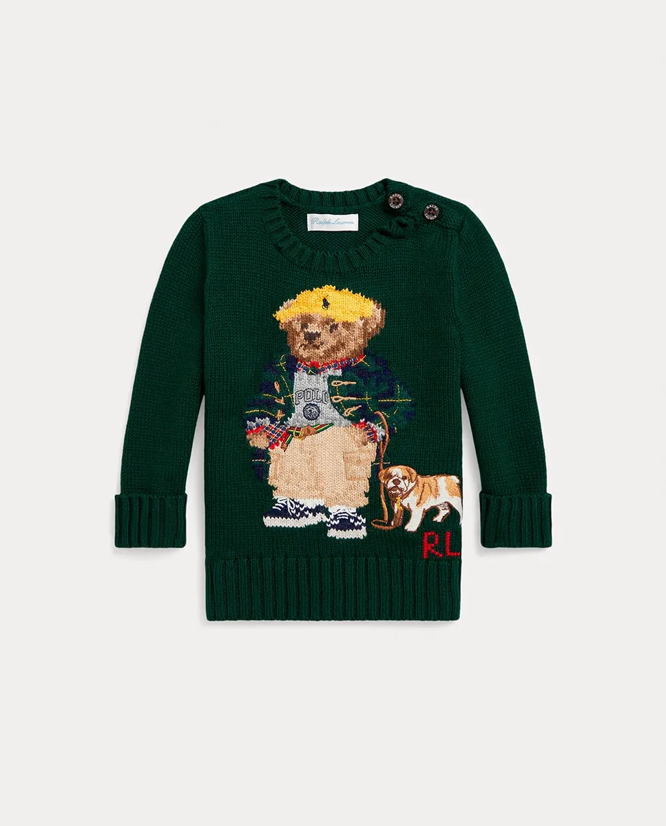 

Детский хлопковый джемпер для мальчика с медвежонком Polo Polo Ralph Lauren, темно-зеленый