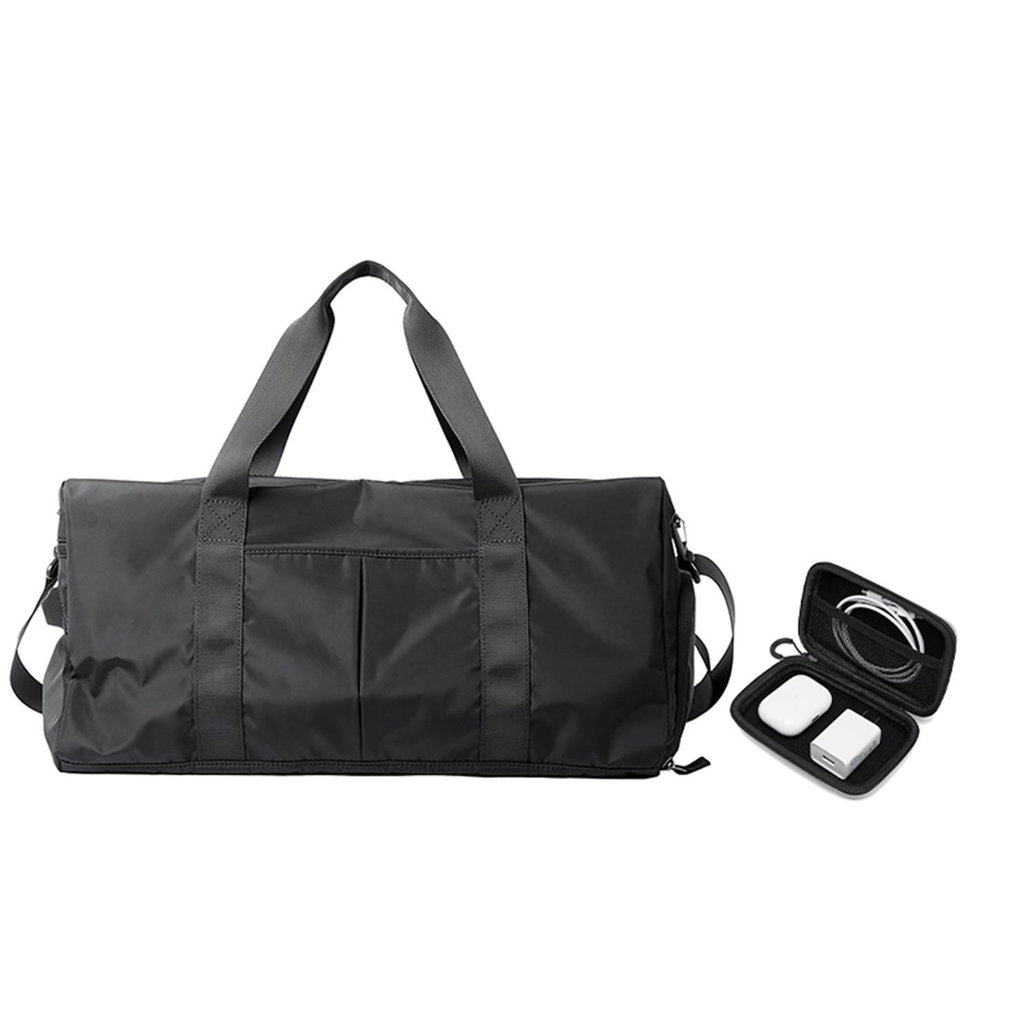 

MOYYI 25-литровая оксфордская сумка через плечо унисекс черная, Black Set Large (Gym Bag+Earphone Case)